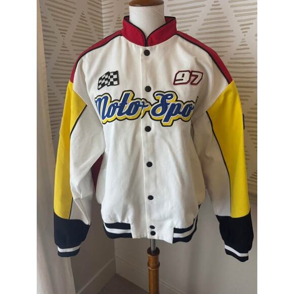 Adult Medium Moto Sport Canvas Color-block Jacket NWOT - Picture 2 of 9